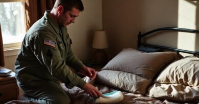army man cleans his bed, discipline and good habit